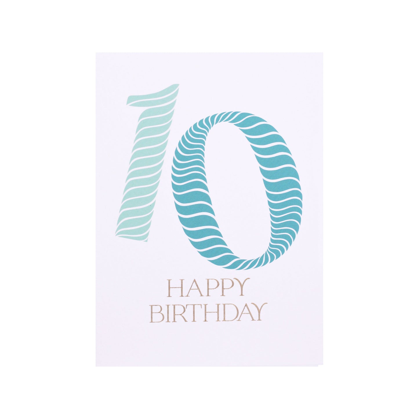 Birthday Stripes Teal Tenth Birthday Card