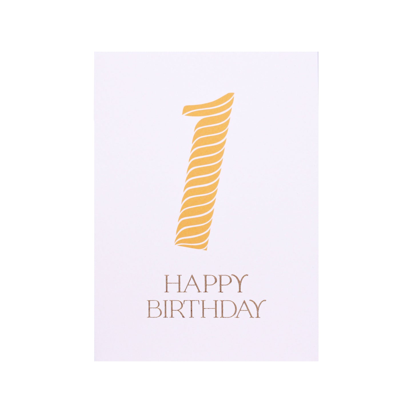 Birthday Stripes Mustard First Birthday Card