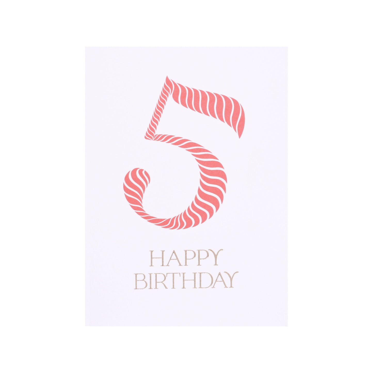 Birthday Stripes Coral Fifth Birthday Card
