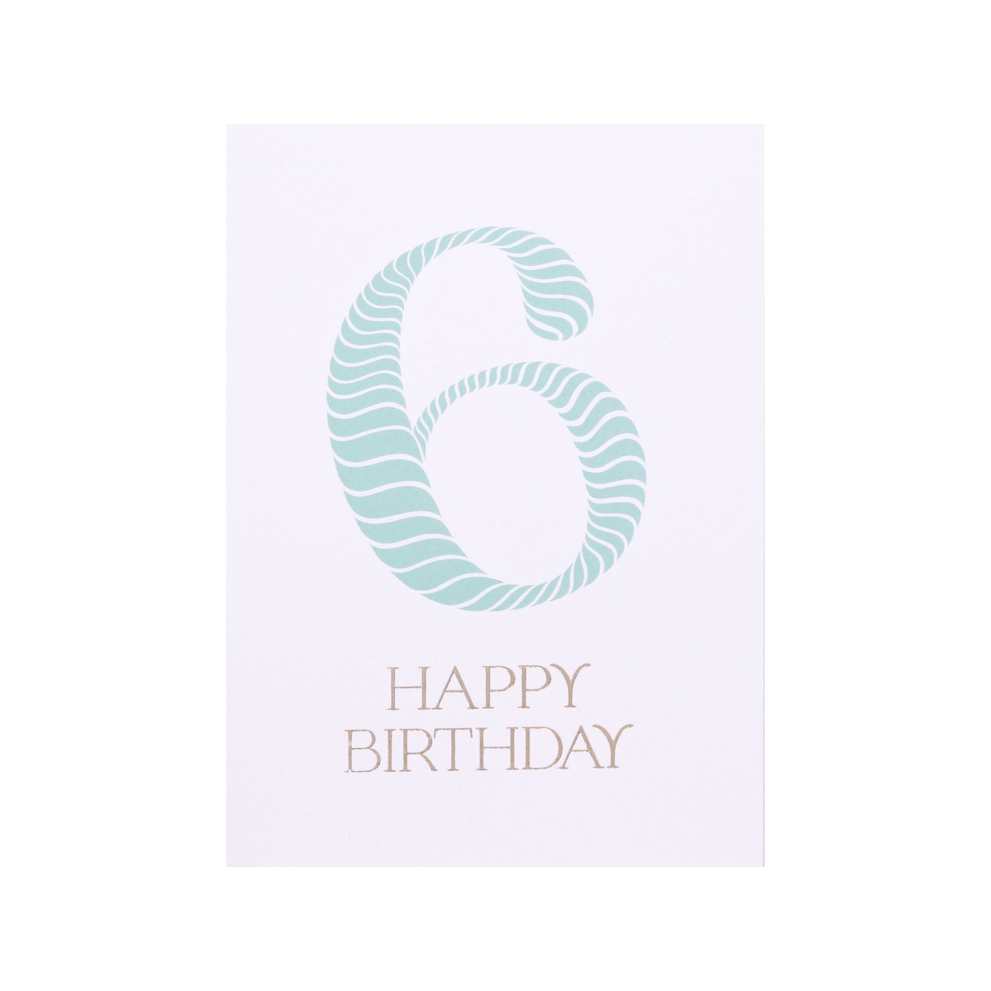 Birthday Stripes Duck Egg Sixth Birthday Card