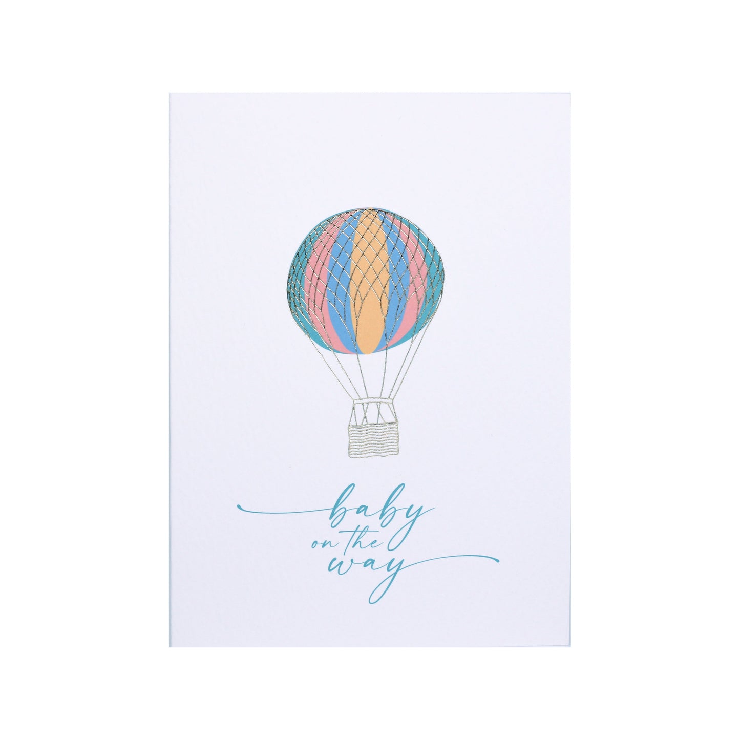 Up and Away Bright Hot Air Balloon Baby On The Way Card