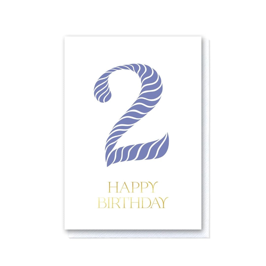 Birthday Stripes Lilac Second Birthday Card