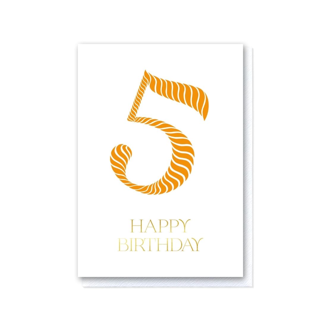 Birthday Stripes Orange Fifth Birthday Card