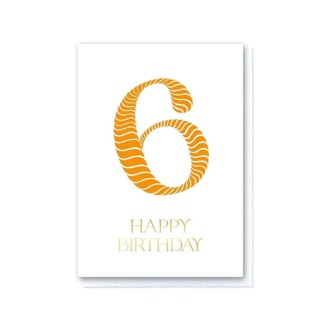 Birthday Stripes Orange Sixth Birthday Card