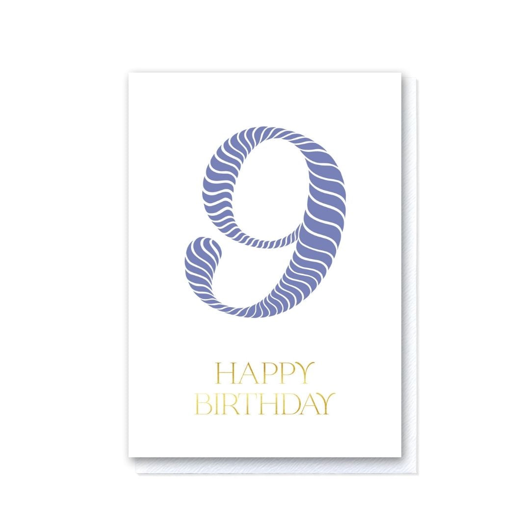 Birthday Stripes Lilac Ninth Birthday Card
