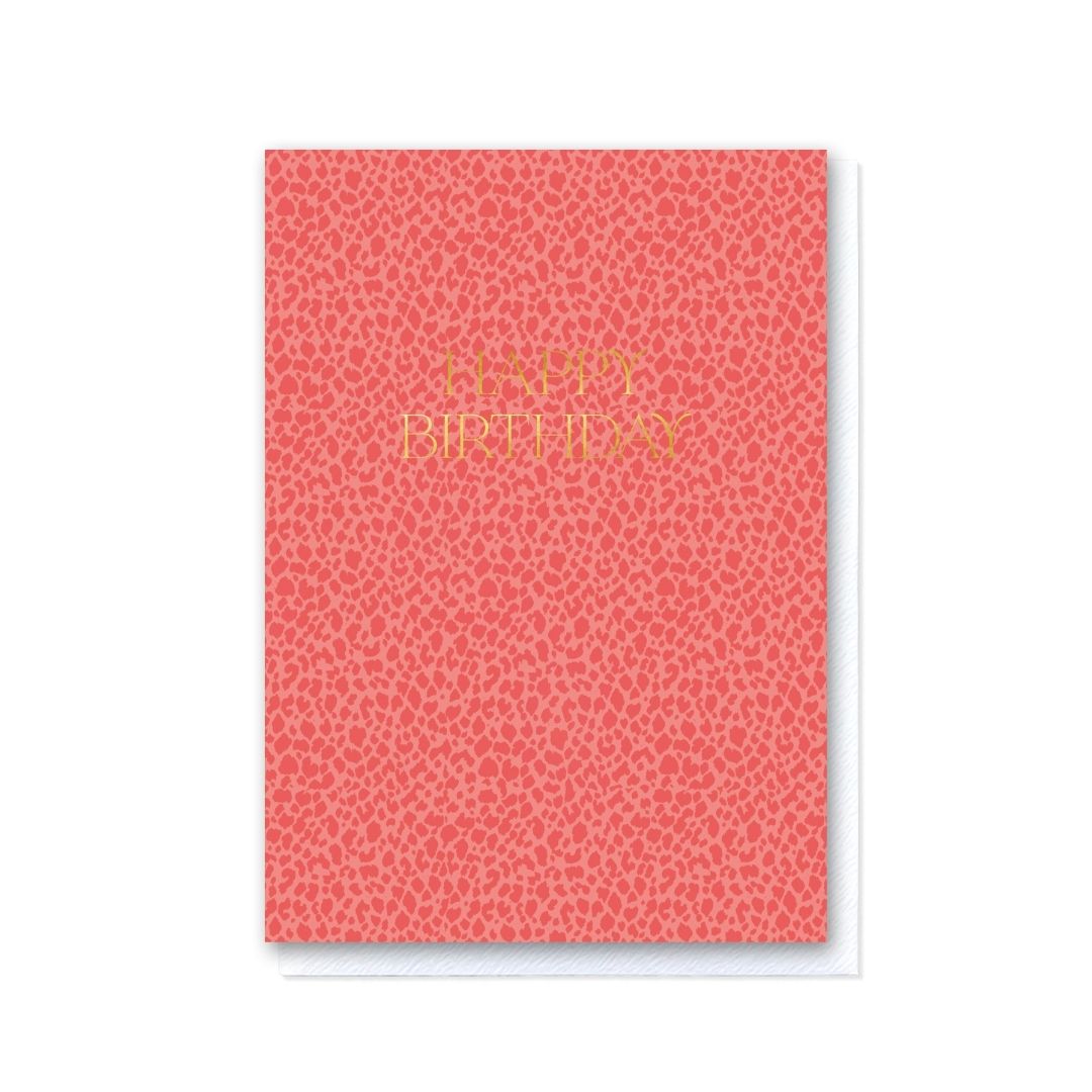 Elegant Coral Speckle Happy Birthday Card