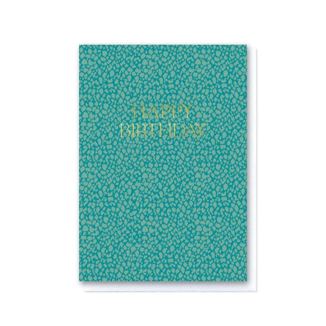 Elegant Teal Speckle Happy Birthday Card