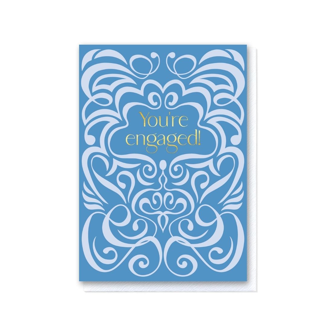 Blue Two-Tone Swirl You’re Engaged Card