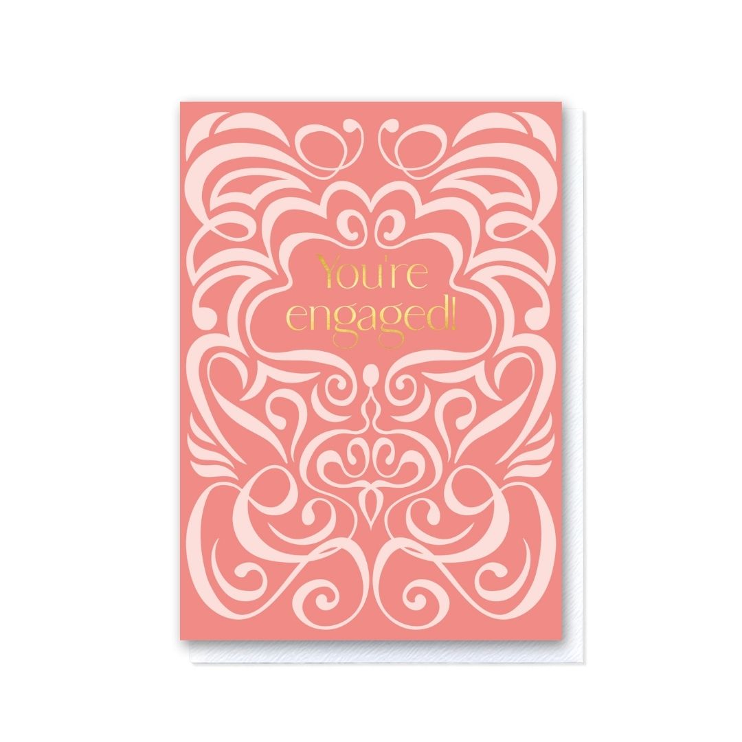 Coral Two-Tone Swirl You’re Engaged Card