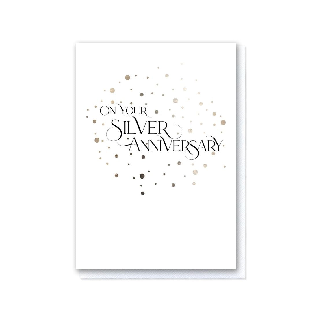 Milestone Moments Silver Wedding Anniversary Card in Silver Foil