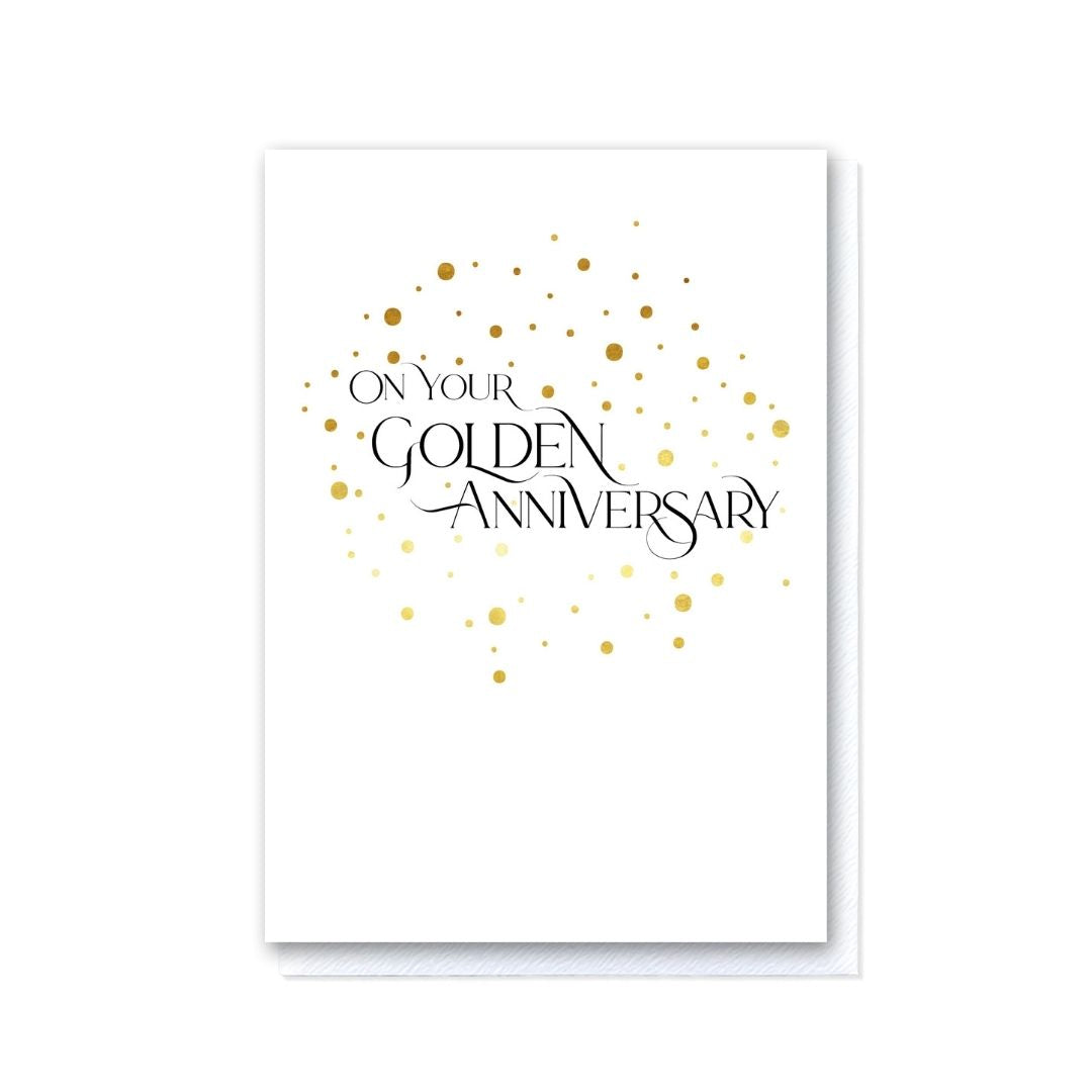 Milestone Moments Golden Wedding Anniversary Card in Gold Foil