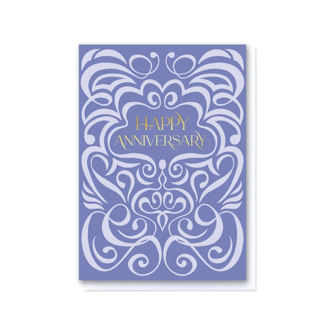 Lilac Two-Tone Swirl Happy Anniversary Card