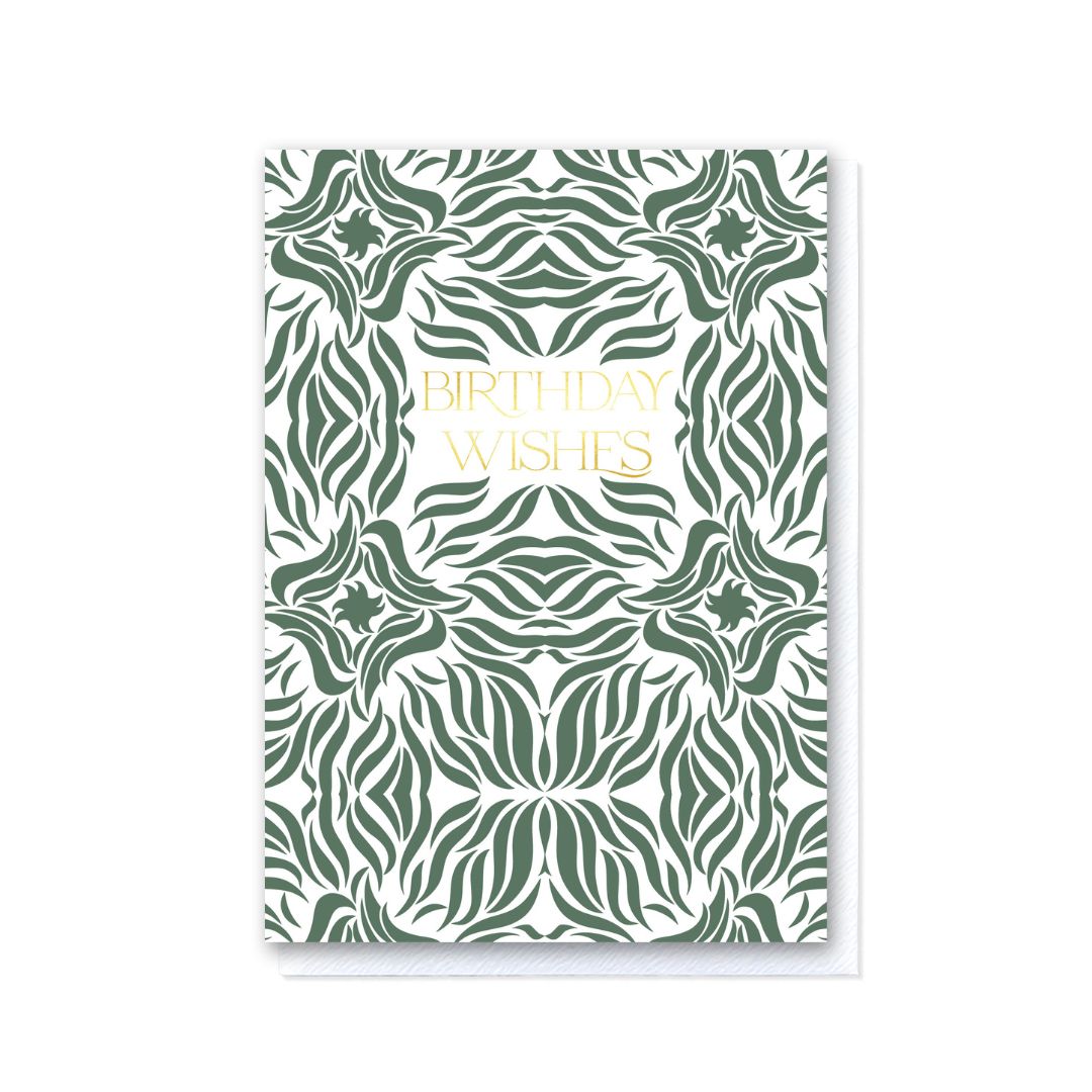 Birthday Wishes in Sage Green Swishes