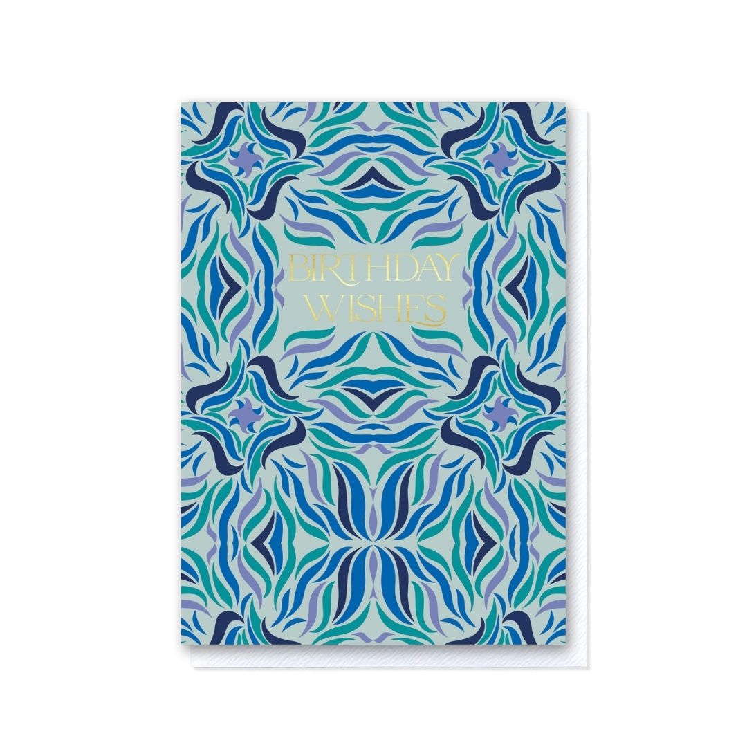 Birthday Wishes in Iris Mint Swishes