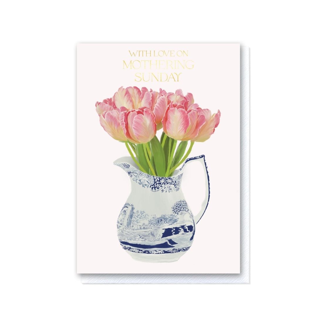 Tulips in a Spode Jug With Love on Mothering Sunday