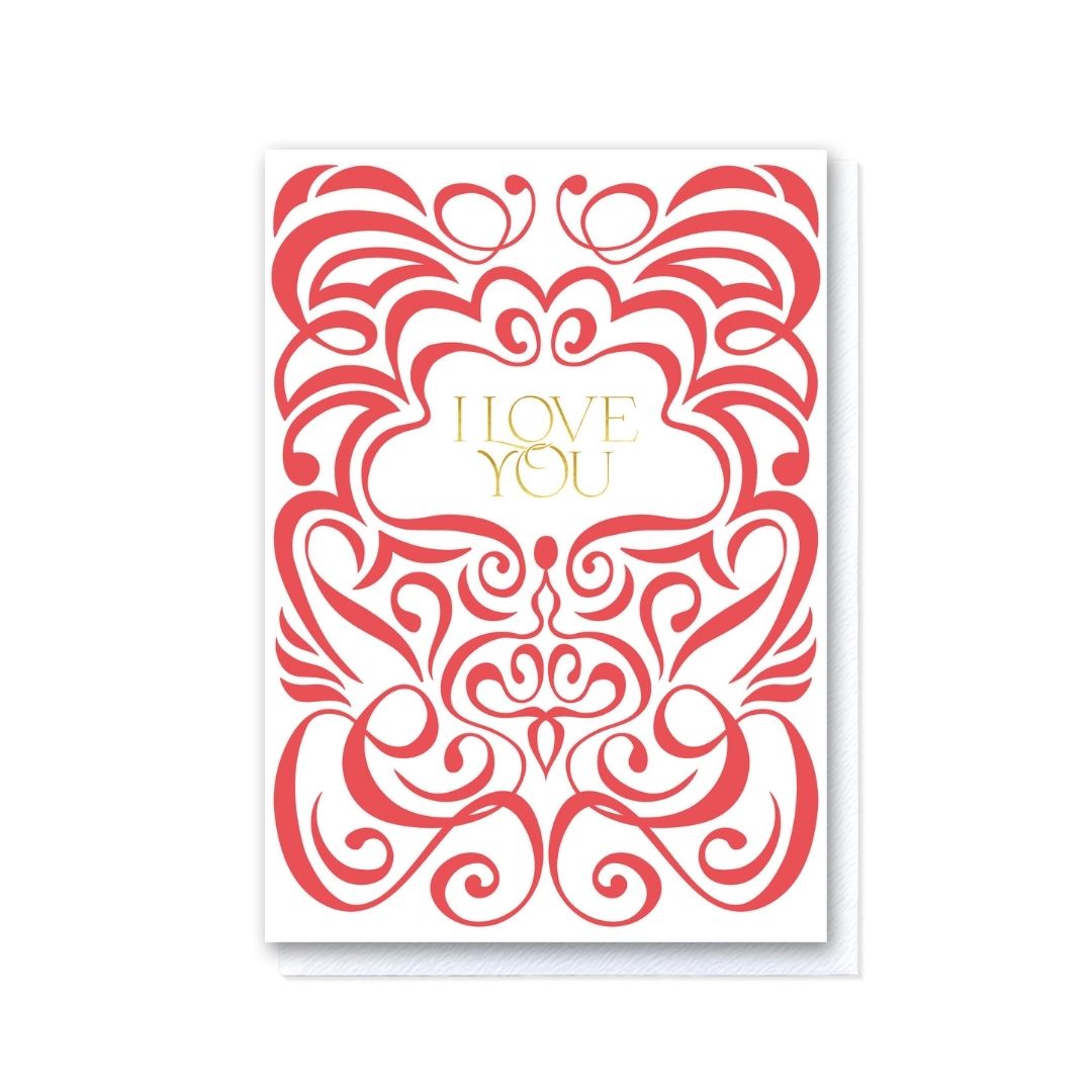 Swirl Red & White I Love You