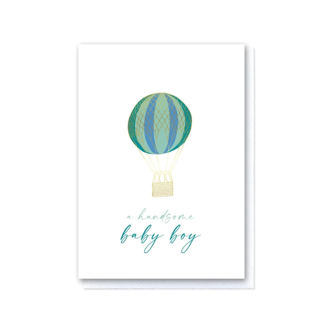 Up and Away Baby Boy Hot Air Balloon Card