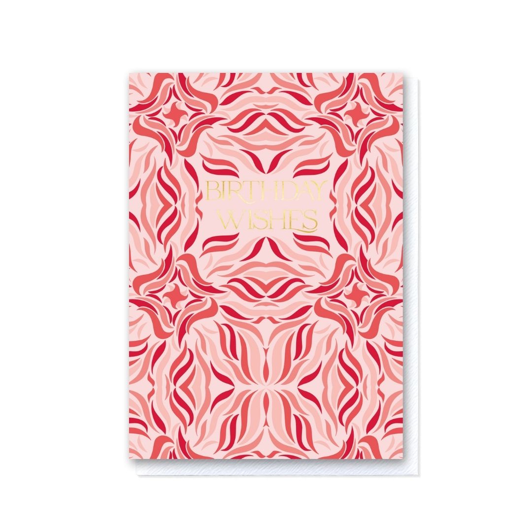 Birthday Wishes in Red & Pink Swishes