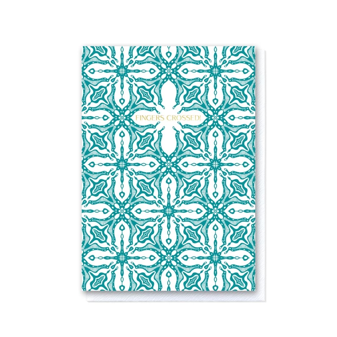 Tiled Sentiments Fingers Crossed! Teal