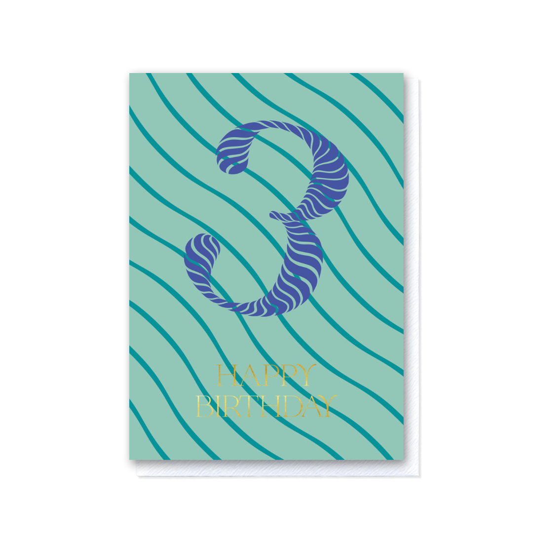 Birthday Stripes Third Birthday Card