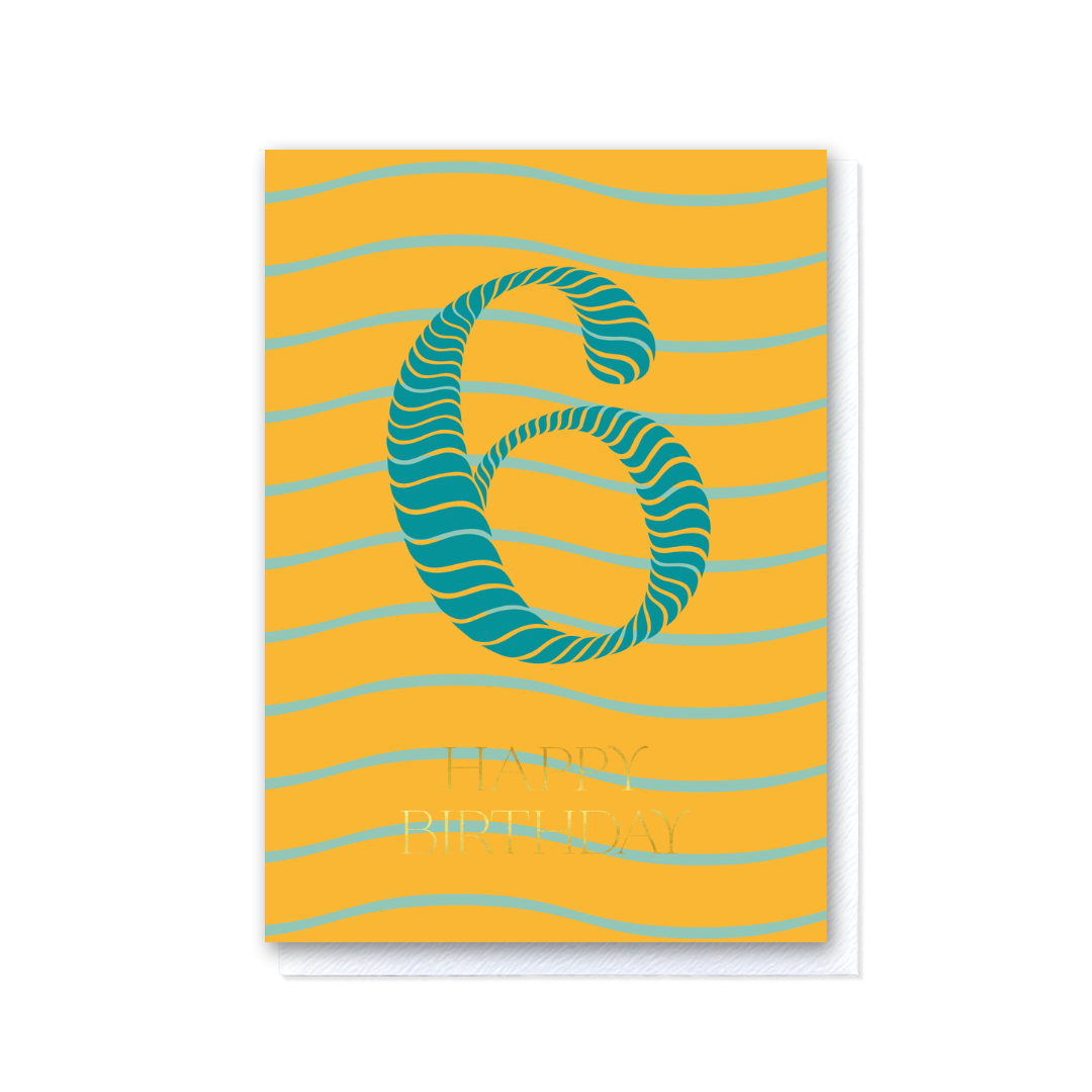 Birthday Stripes Sixth Birthday Card