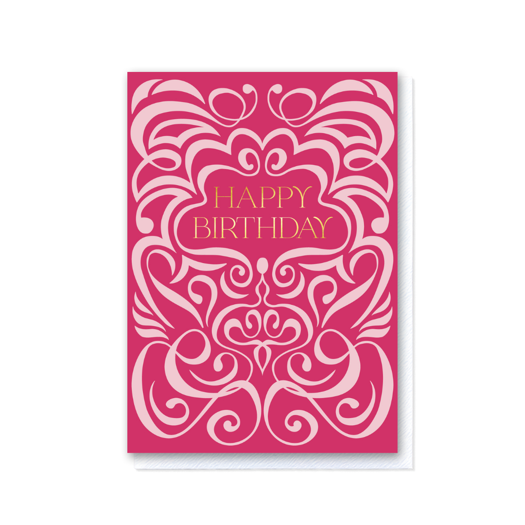 Swirl Pink Happy Birthday