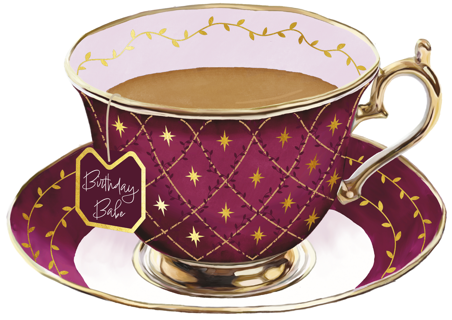 TIme for Tea Cups - Birthday Babe Burgundy