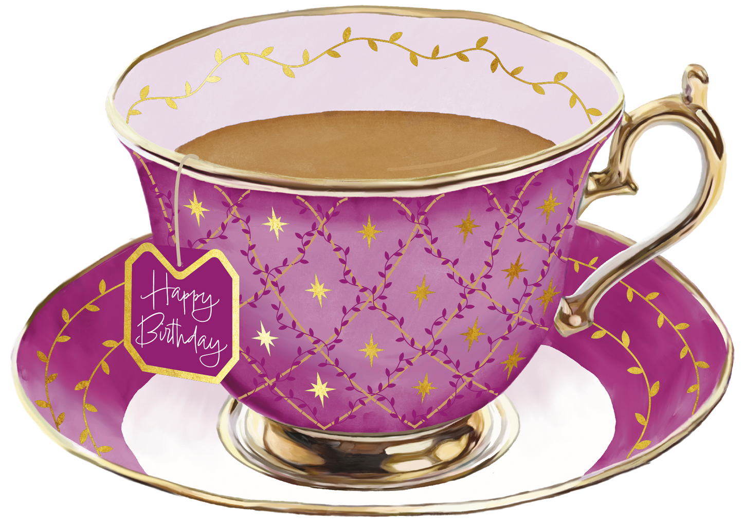 TIme for Tea Cups - Happy Birthday Purple