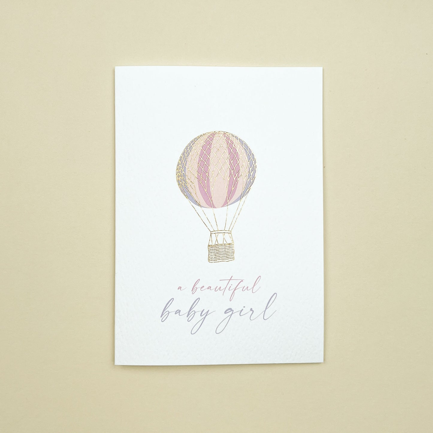 Up and Away Baby Girl Hot Air Balloon Card