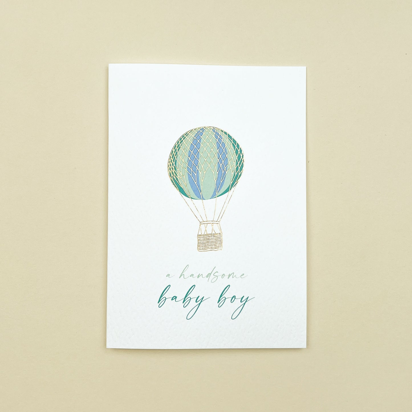 Up and Away Baby Boy Hot Air Balloon Card
