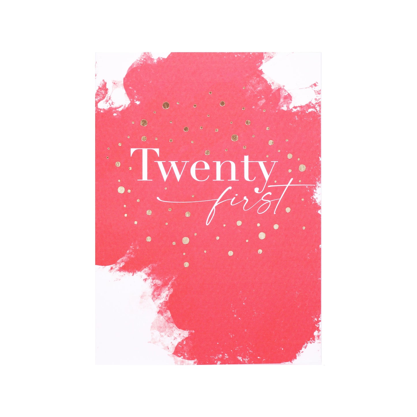 Painted Pink Twenty First Birthday Card in Gold Foil