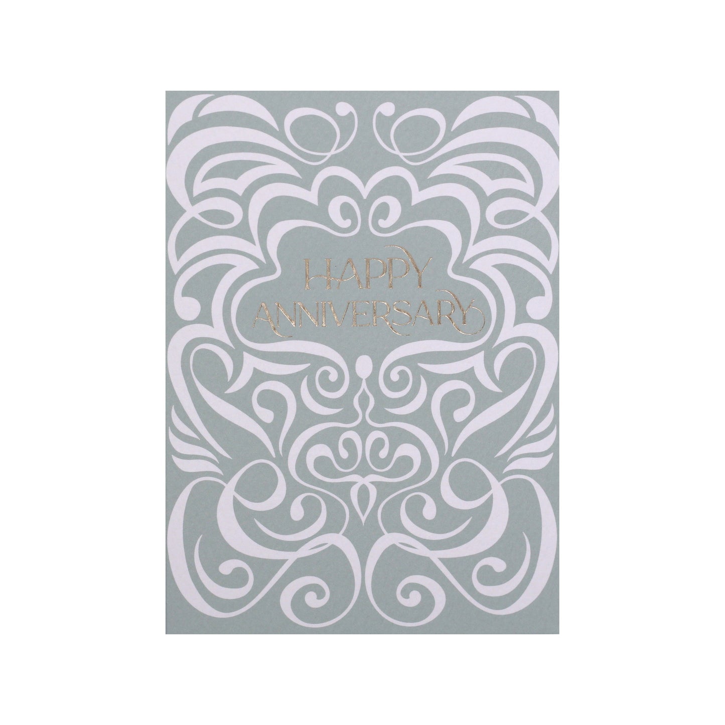 Sage Green Swirl Happy Anniversary Card in Gold Foil