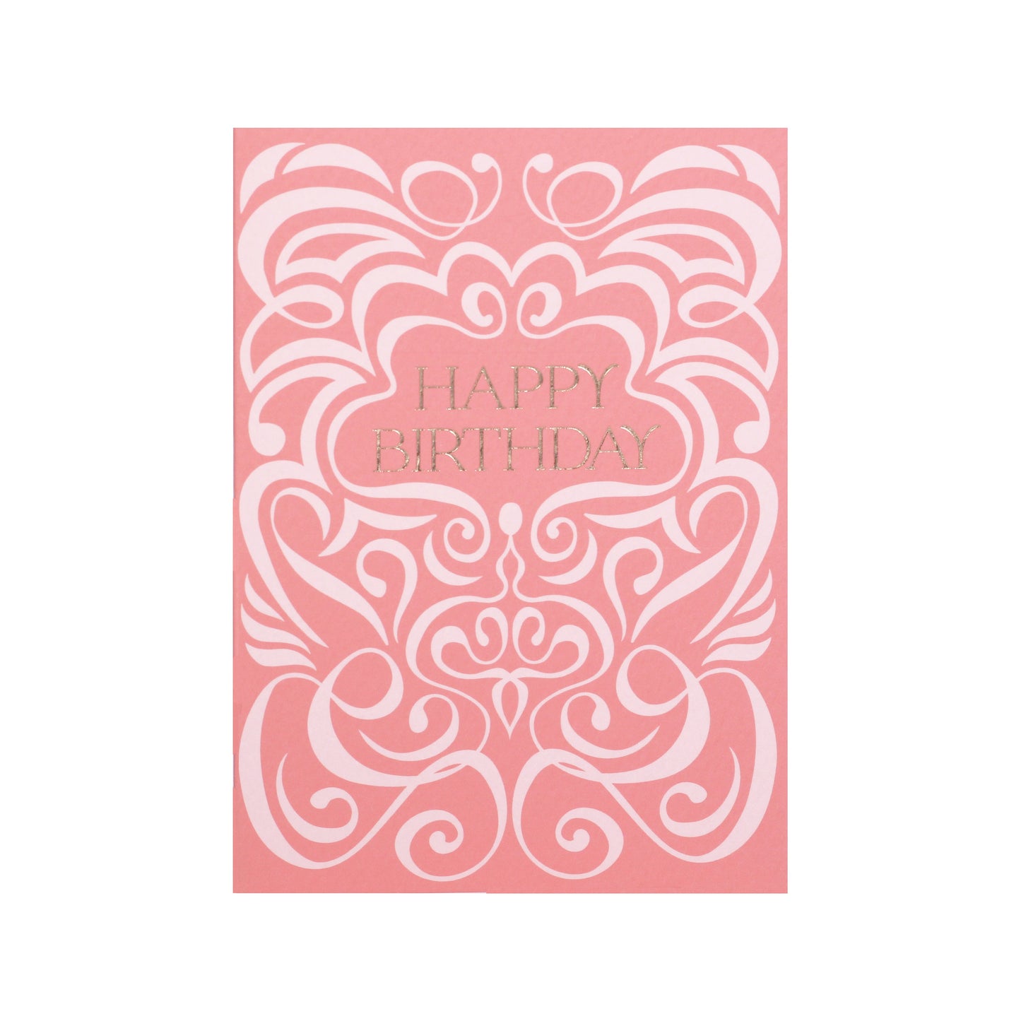 Coral Two-Tone Swirl Happy Birthday Card in Gold Foil