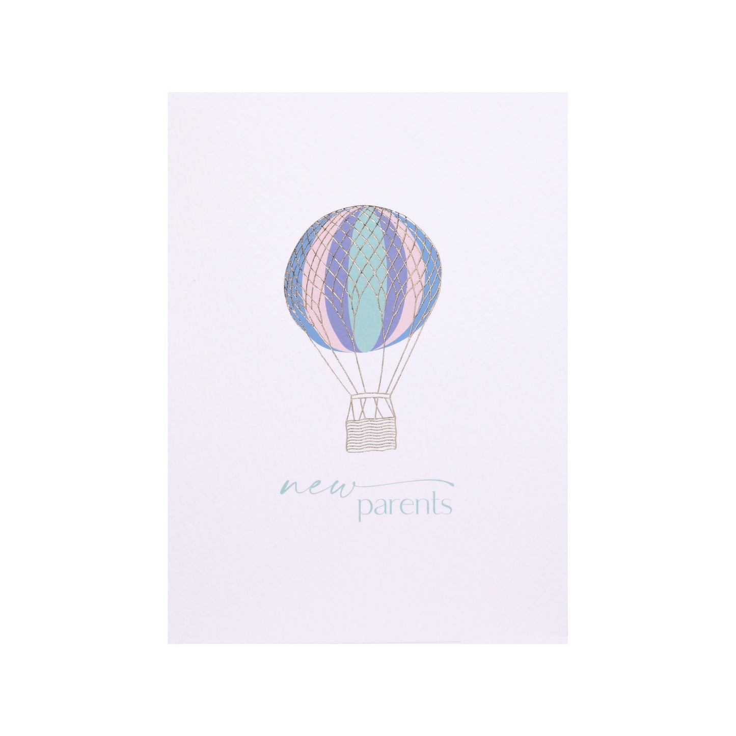 Up and Away Pastel Hot Air Balloon New Parents Card