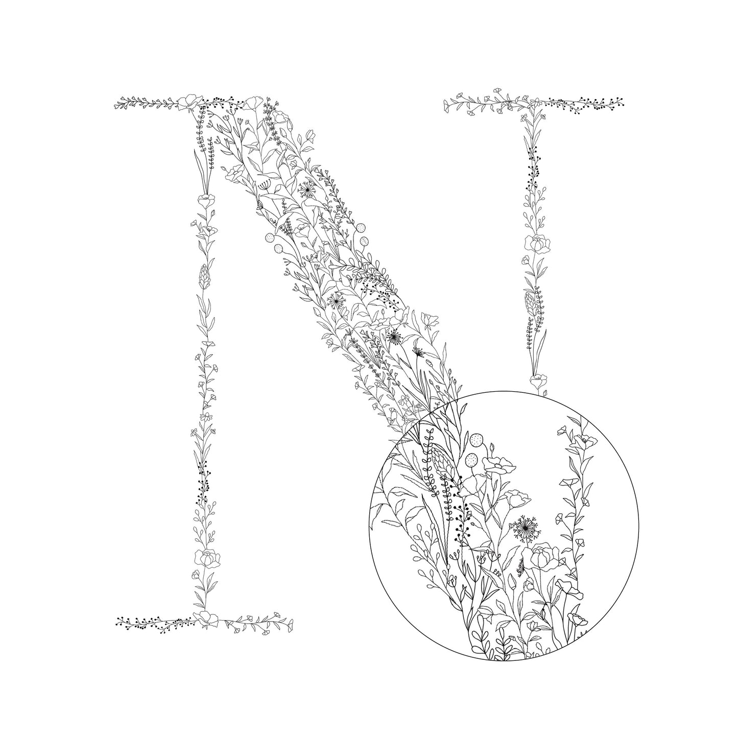 Floral & Botanical Personalised Initial Print