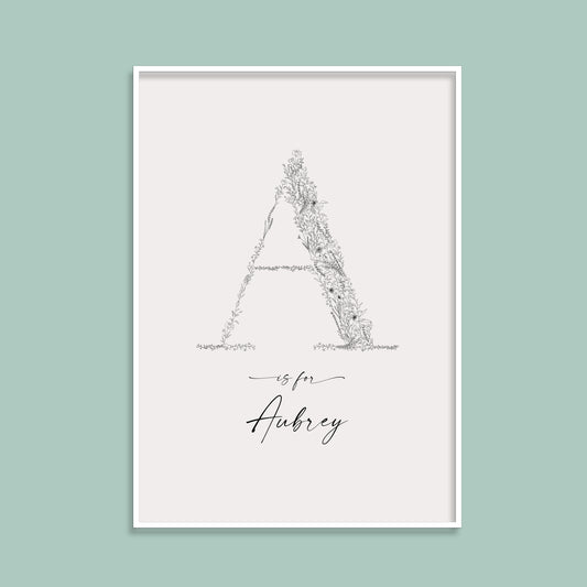 Floral & Botanical Personalised Initial Print