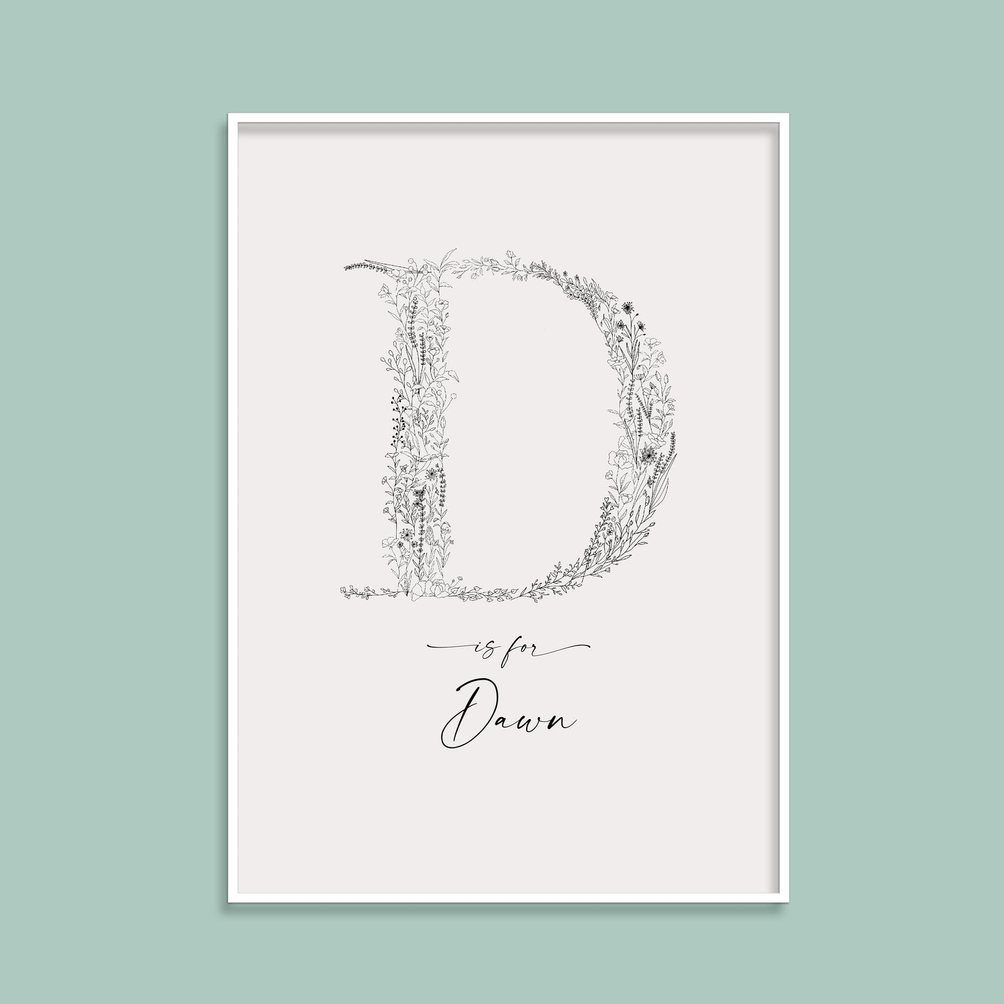 Floral & Botanical Personalised Initial Print