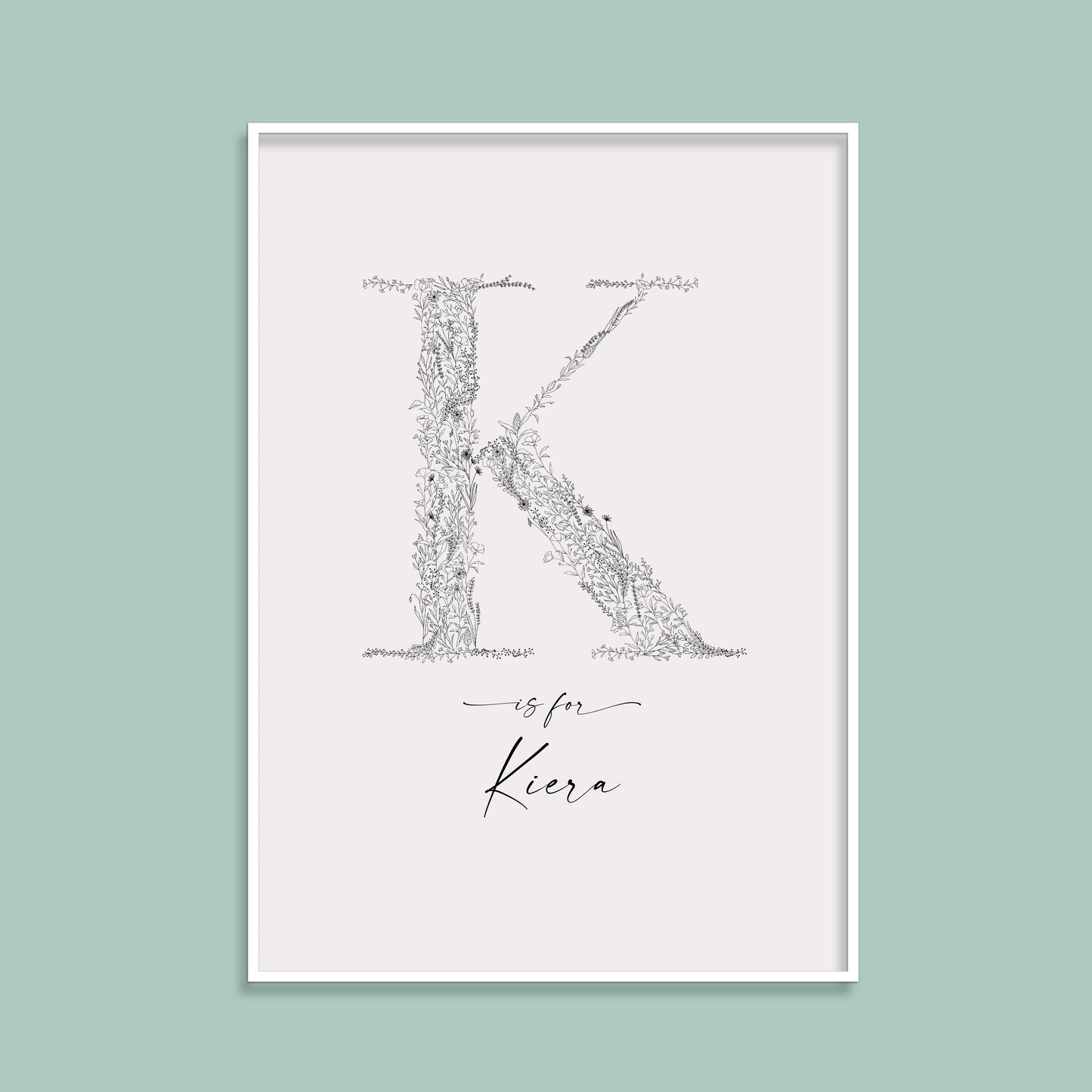 Floral & Botanical Personalised Initial Print