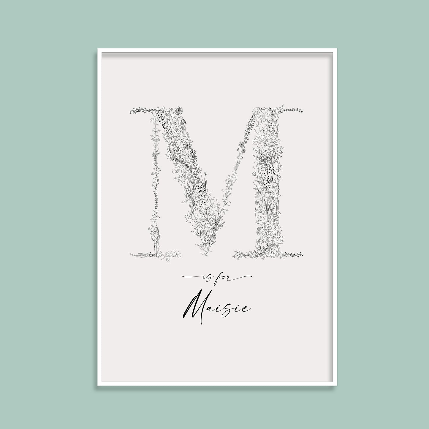 Floral & Botanical Personalised Initial Print