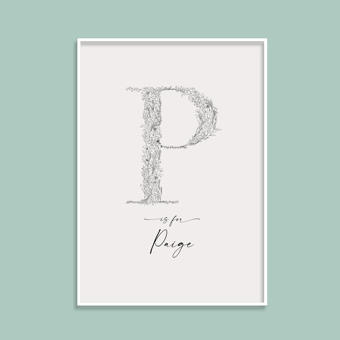 Floral & Botanical Personalised Initial Print