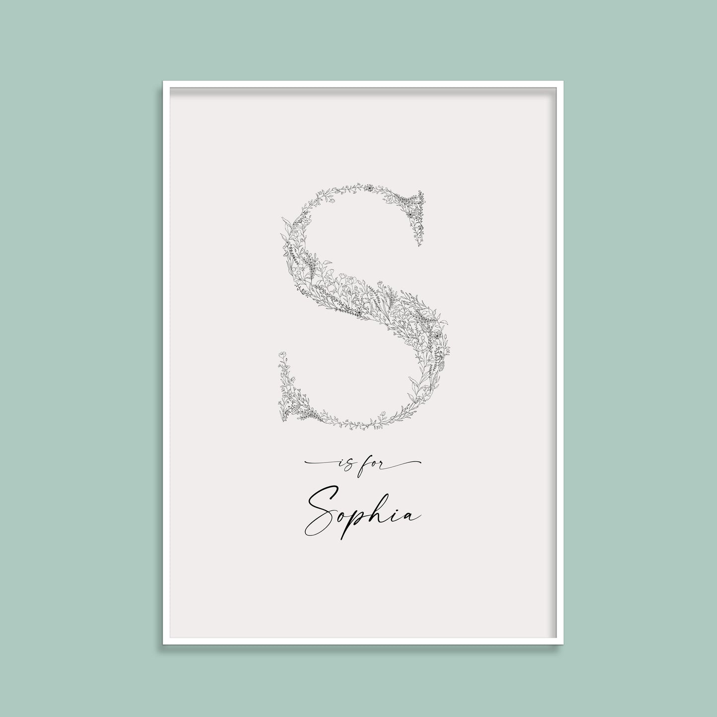 Floral & Botanical Personalised Initial Print