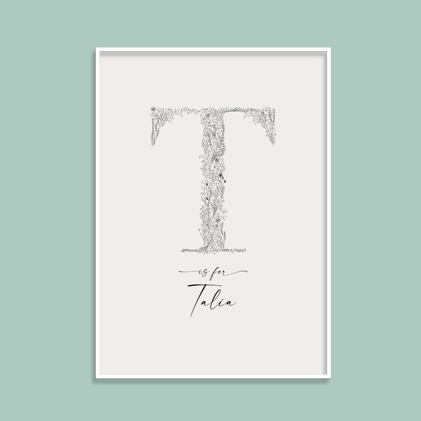 Floral & Botanical Personalised Initial Print