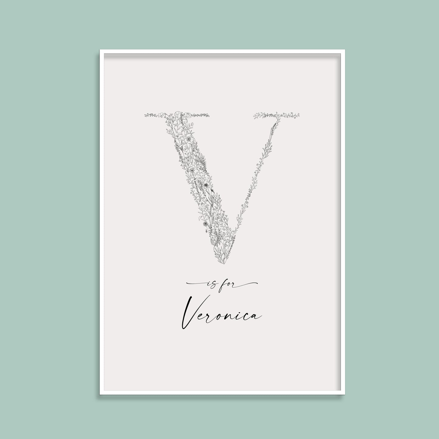 Floral & Botanical Personalised Initial Print