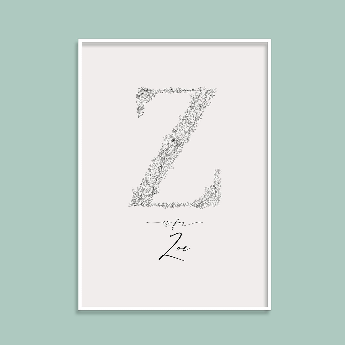 Floral & Botanical Personalised Initial Print