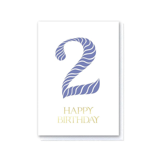 Birthday Stripes Lilac Second Birthday Card