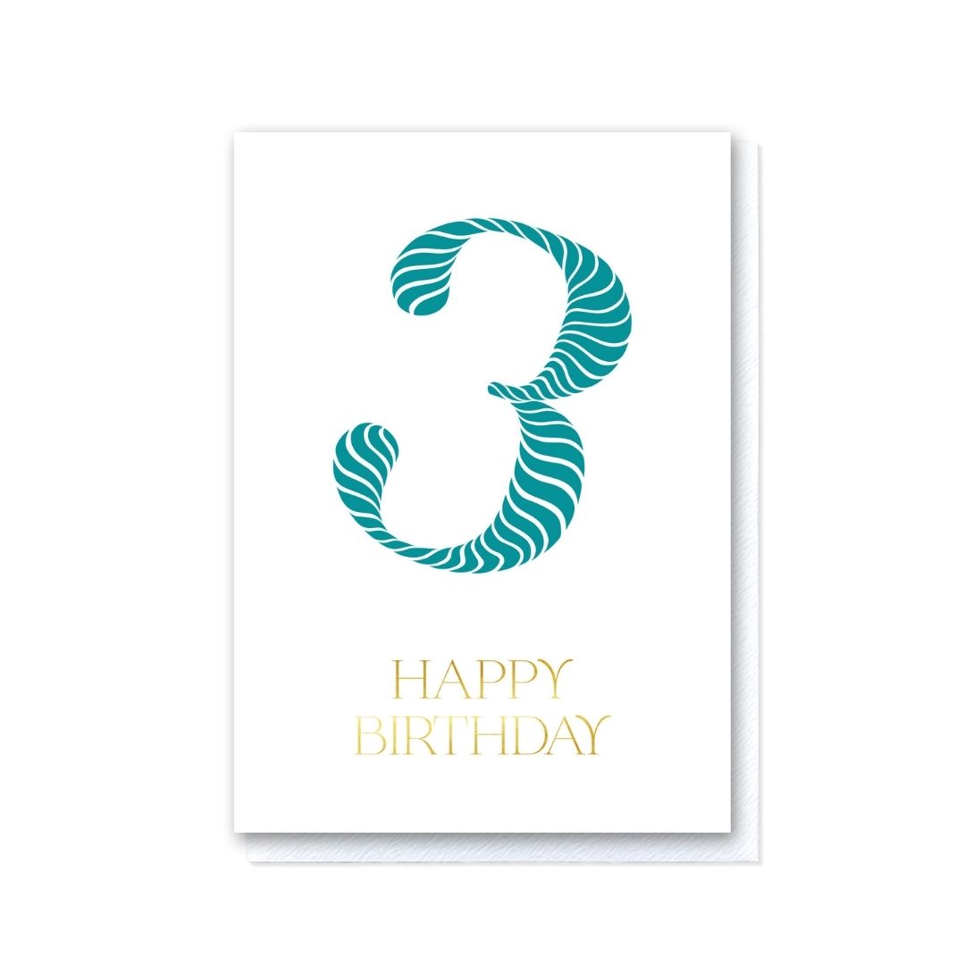 Birthday Stripes Teal Third Birthday Card
