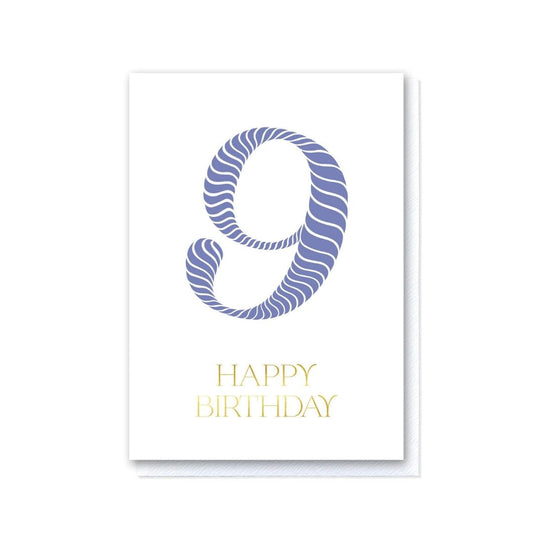 Birthday Stripes Lilac Ninth Birthday Card