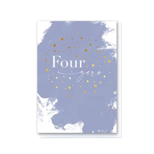 Painted Lilac Four Zero Birthday Card in Gold Foil