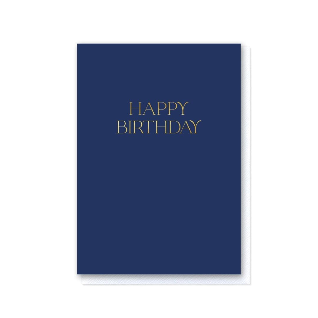 Elegant Navy Happy Birthday Card