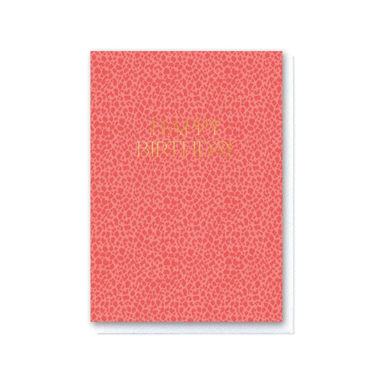 Elegant Coral Speckle Happy Birthday Card